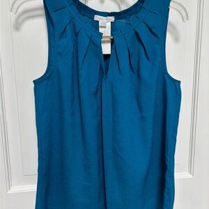 New York & Company Teal Pleated Blouse